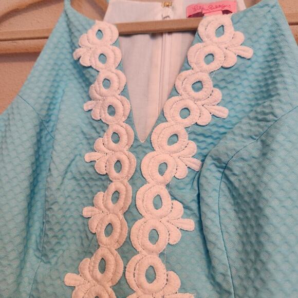 Lilly Pulitzer Annabelle Magnolia Lace Halter Top Breakwater Blue Size 00 - Picture 9 of 13